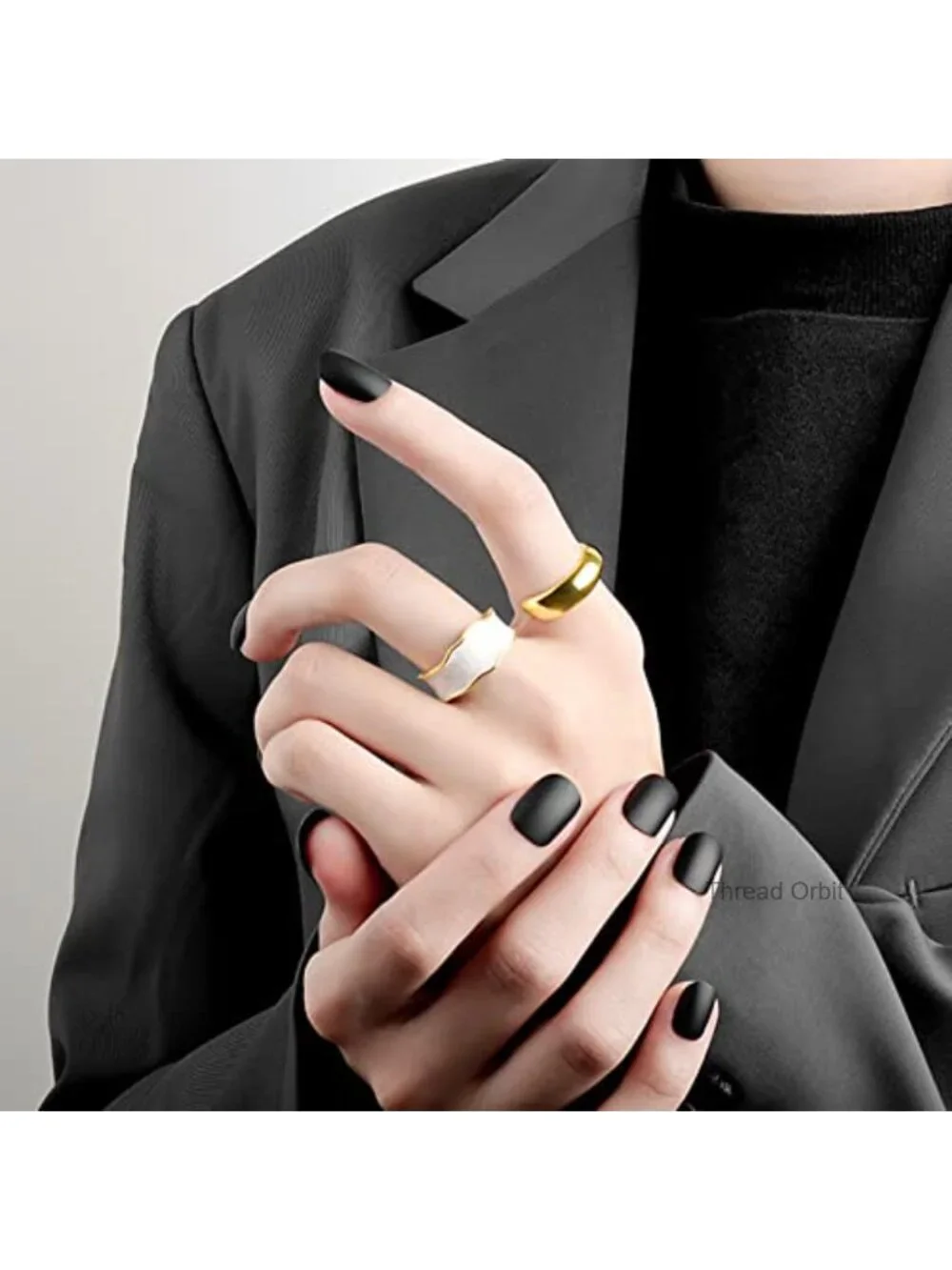 Adjustable Chunky Stacking Punk Ring Set Jewelry